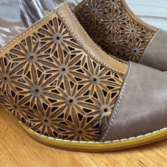 L’Artiste Spring Step Pauletta Laser Tooled Leather Boho Shoes Taupe Grey 37 - Picture 7 of 13